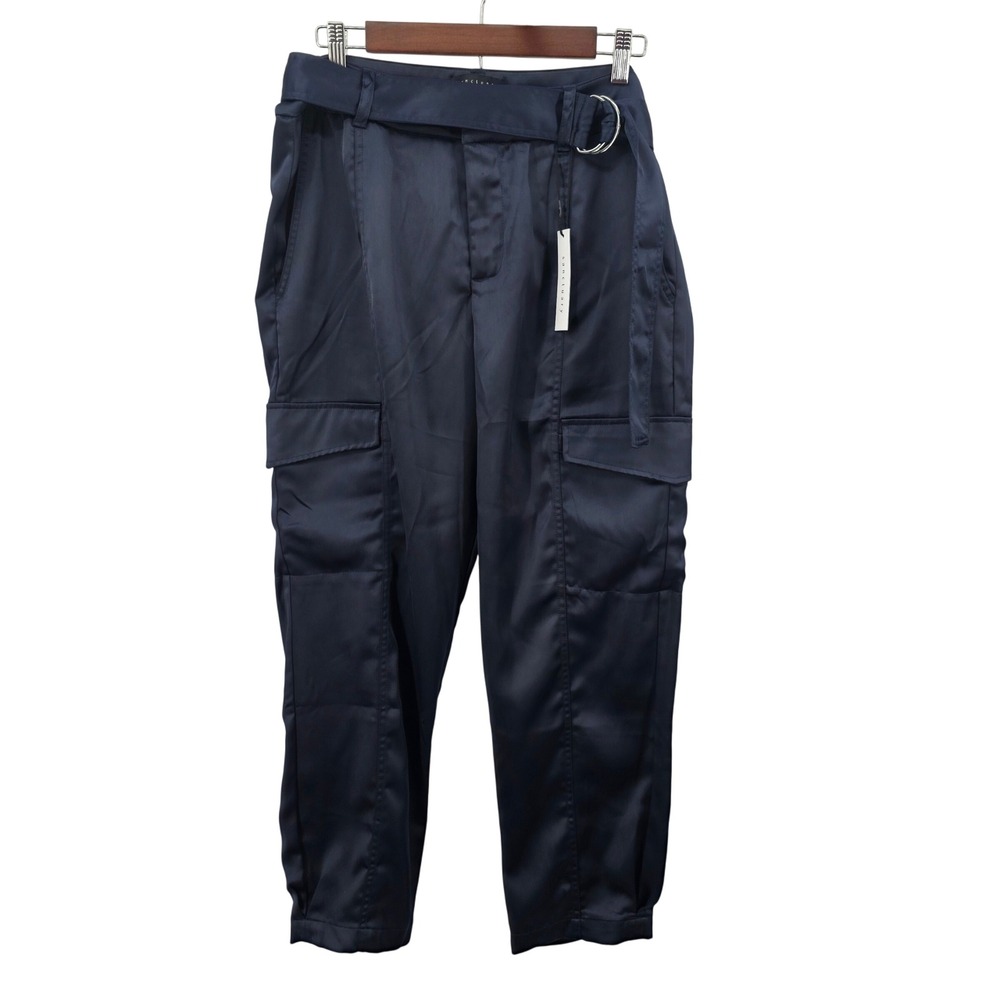 Sanctuary Navy Blue Satin Cargo Pants‎ with Belt & D Ring - Size 31 - Picture 3 of 8